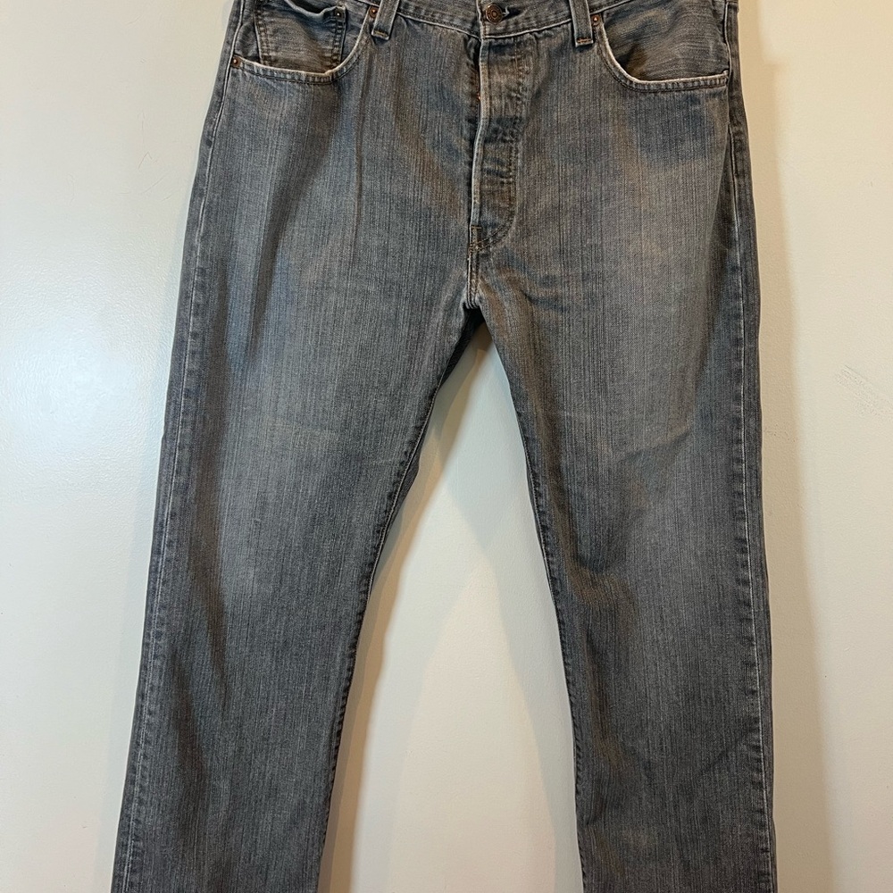 Levi's 501 Red Tab Straight Leg Button Up Gray Men's 100% Cotton Denim 38 x 30